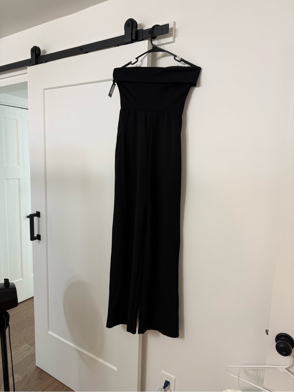 Express Black Strapless Wide-Leg Jumpsuit